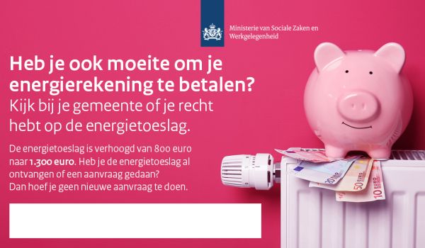 Eenmalige energietoeslag vanuit gemeenten